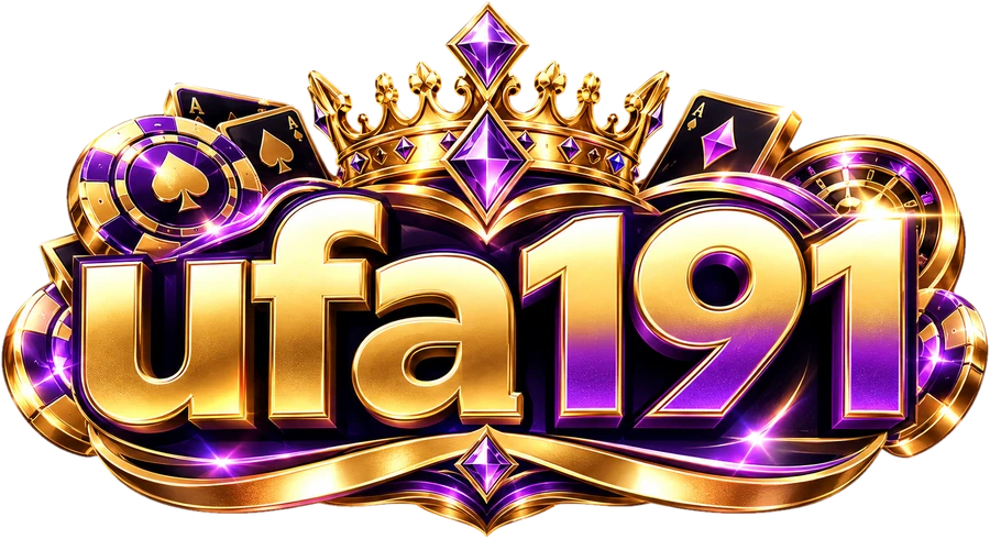 โลโก้ ufa191 มงกุฎทองพร้อมไพ่และชิปคาสิโน